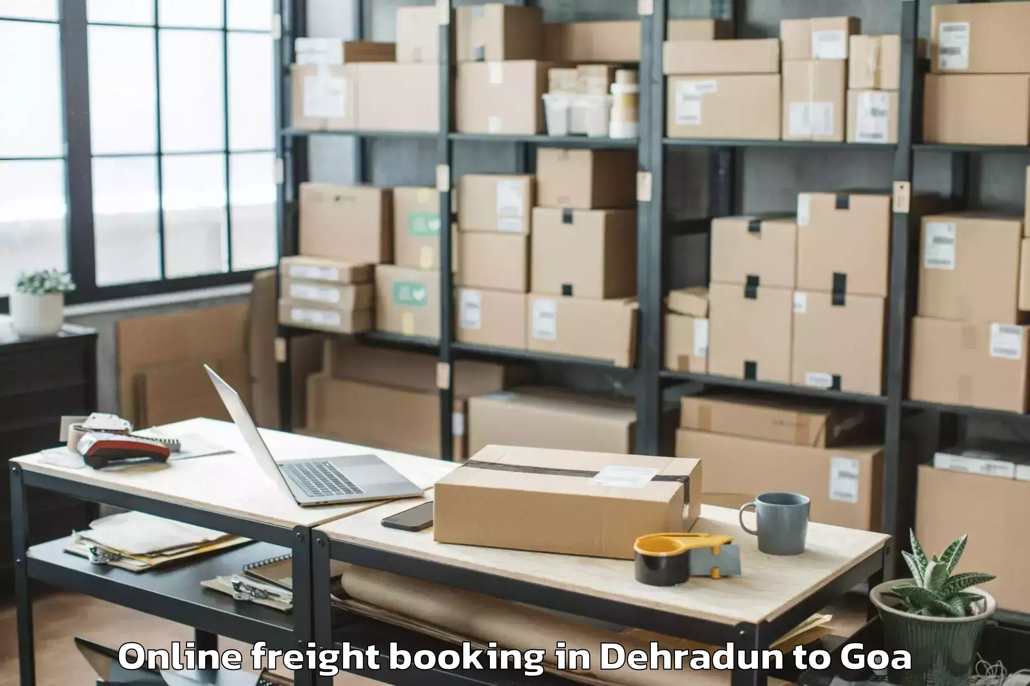 Affordable Dehradun to Mopa Online Freight Booking